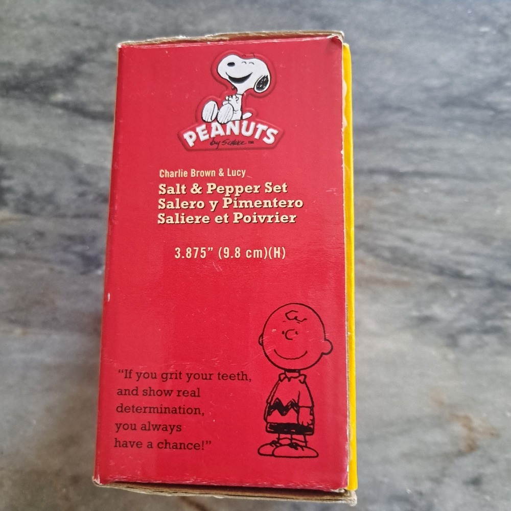 Peanuts Charlie Brown Lucy Salt & Pepper Shakers New In Box - Picture 3 of 7